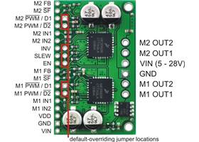 Dual MC33926 motor driver carrier, labeled top view